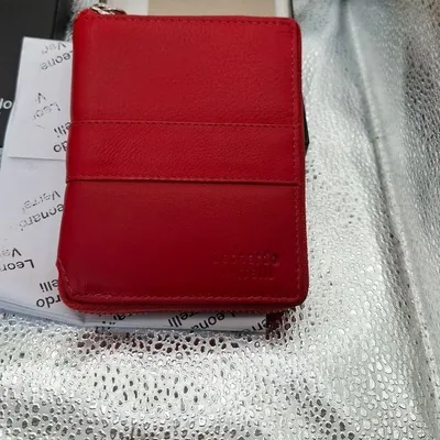 Portefeuille cuir Véritable Rouge - Leonardo Verrelli - rfid